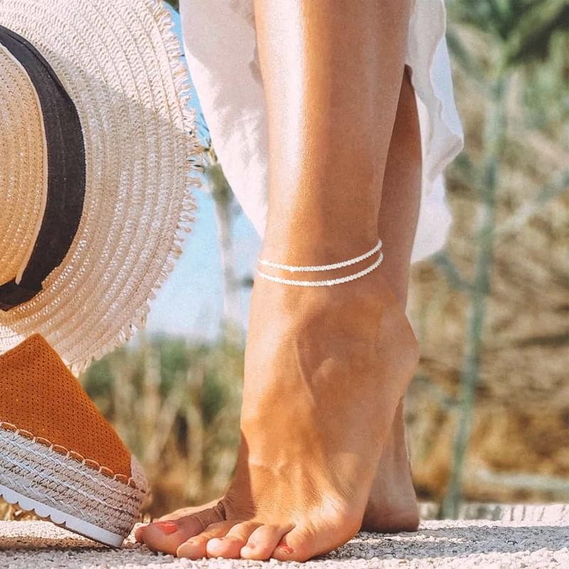 Tasiso Dainty Layered Waterproof Anklet For Women Adjustable Womens Anklet