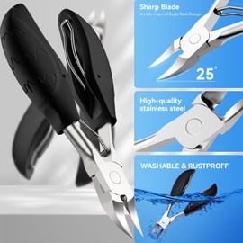 INXEN Professional Nail Scissors Set, Stainless Steel Manicure Nail Clippers, Sharp Nail Clippers for Thick and Ingrown Toenails, 7 Pieces Pedicure Set, Nail Scissors, Toenails with Nail Clippers and Cuticle Scissors, Black