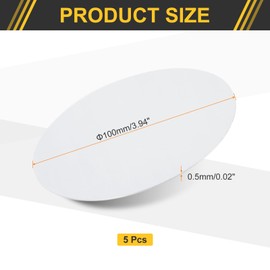 sourcing map 5Pcs Aluminum Disc, 4"(100mm) Diameter 0.02"(0.5mm) Thickness Round Aluminum Sheets 1060 Aluminum Circle Plates for Metal Stamping