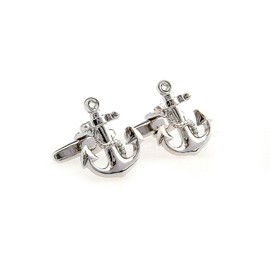 MRCUFF Anchor USN Navy Pair of Cufflinks in a Presentation Gift Box & Polishing Cloth