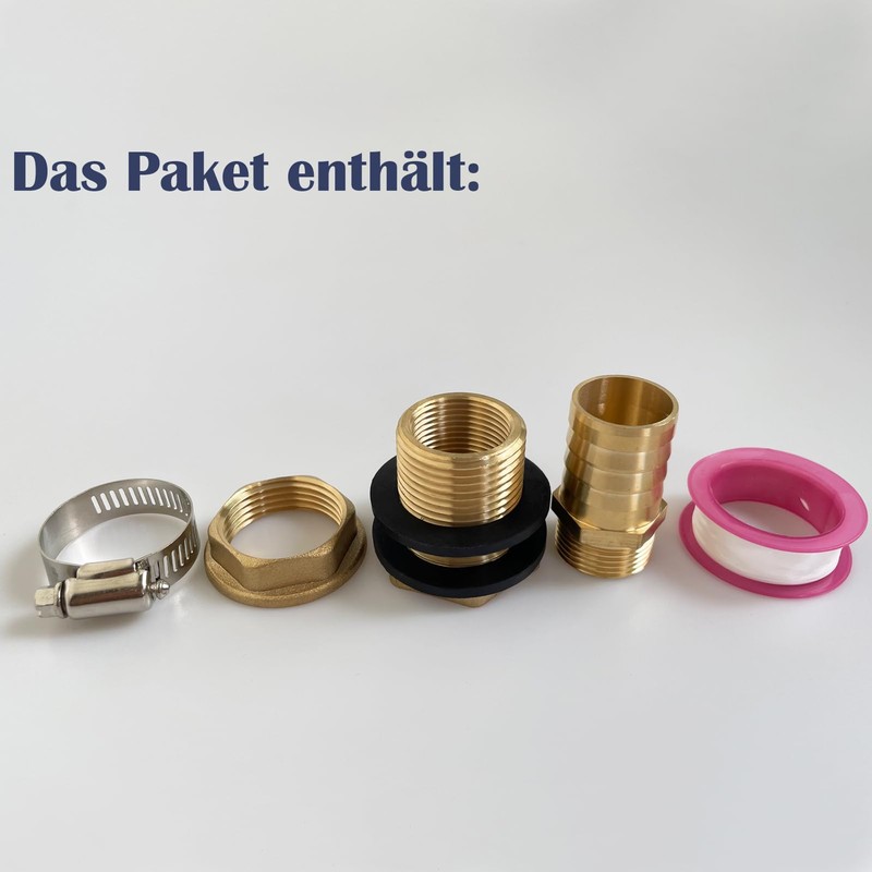 Tank Feed-Through with Spout, Brass Water Butt Feed-Through 3/4 Inch