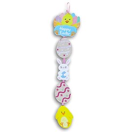 Holiday Decor Happy Easter Chick and Eggs Glittery Jointed Hanging Decor Sign - 25 Inches Tall x 6.25 Inches Across