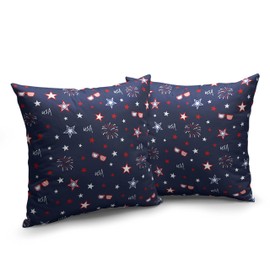 Kwlegh Independence Day Patriotic Pillow Covers 18x18 Set of 2 USA Stars Fireworks Throw Pillow Covers Memorial Day Linen Pillows Decor for Home Couch Living Room