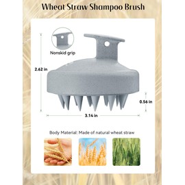 HEETA 2 Pack Hair Scalp Massager Shampoo Brush for Hair Growth, Hair Scalp Scrubber with Soft Silicone, Wet and Dry Hair Detangler, Wheat Straw Material (Dark Grey & Beige)