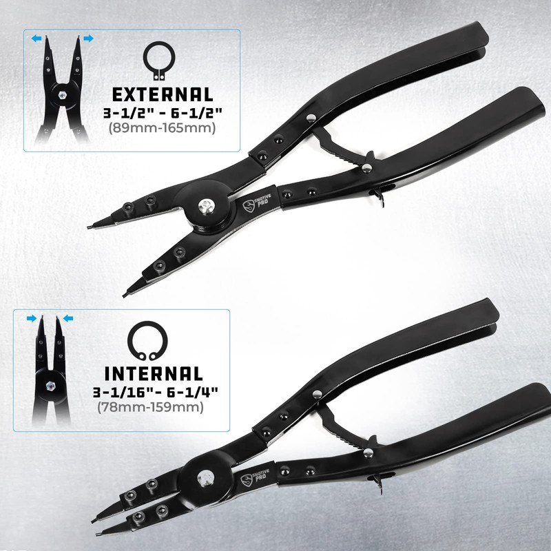 SMOTIVEPRO 16" Snap Ring Pliers Set，2 Piece Internal and External