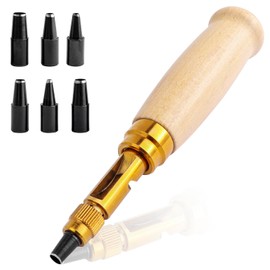 Bestgle Adjustable Leather Hole Punch Tool, Automatic Wood Handle Screw Hole Puncher Bookbinding Tool with 6 Tips 1.5mm/2mm/2.5mm/3mm/3.5mm/4mm