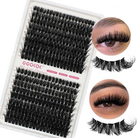 GGOKOK 351pcs Fluffy Lash Clusters Eyelash Extension Soft Thick D Curl Individual Lashes Eyelash Cluster False Eyelashes DIY Lash Extensions(10-18mm,60D+80D)