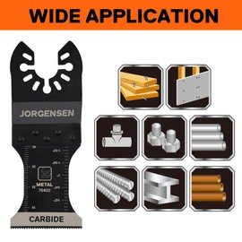Jorgensen 3Pcs Multi Tool Blades for Metal, Carbide Multitool Blades with TiALN Coated Teeth, Universal Quick Release Oscillating Saw Blades Fit for Bosch Fein Makita Milwaukee Ryobi