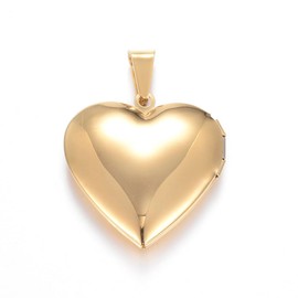 DanLingJewelry 10 Stück Edelstahl herzförmige Foto-Medaillon-Charms Valentinstag Liebe Herz Fotorahmen Charms für Gedenkschmuck Herstellung von Halsketten, Nicht-Edelmetall