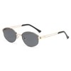 LJCZKA Oval Metal Sunglasses for Women Men Retro Oval Sunglasses