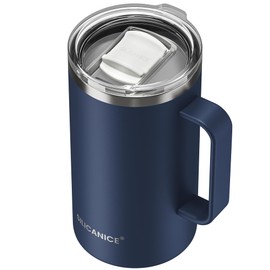 SILICANICE 14 / 24oz Insulated Coffee Mug With Handle, Break & Scratch Resistant lid With Detachable Slider, Stainless Steel Vacuum Insulation Tumbler, BPA Free - Thoughtful Gift - Navy Blue