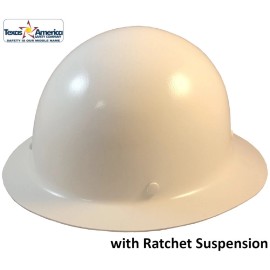 MSA Skullgard Full Brim Hard Hat With Ratchet Suspension - White - No Protective Edge