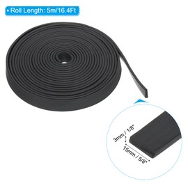 PATIKIL 16.4Ft Foam Rubber Strips, 15mm Wide 3mm Thick EPDM Rubber Soundproof Foam Seal Strip Sealing Foam Tape for DIY Gasket Sealing Door Window Insulation, Black