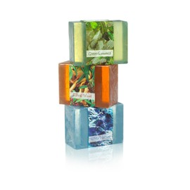 Nabila K Full Bloom Vegetable Glycerin Bar Soap, 3 Bar Elements Collection: Green Essence, Royal Wood, White Horses, 4.5oz/127.5g each