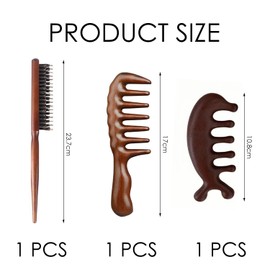 3 Pieces Wooden Handle Comb, Head Massage Comb, Hair Care Accessories, Durable Comb, Hair Styling Accessories