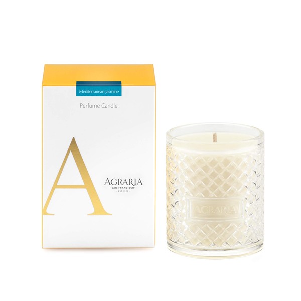 AGRARIA Mediterranean Jasmine Scented 7oz Perfume Candle - Premium Soy-Based Wax