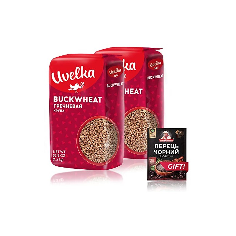 Uvelka Buckwheat Groats Extra, 2x1500 gr (6.6 pounds total) +