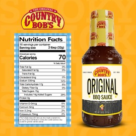 Country Bob's Original Barbecue Sauce, Sweet & Savory BBQ Sauce for Meat, Chicken, Fish, Pork, Gluten-Free, 18 oz (Pack of 1)
