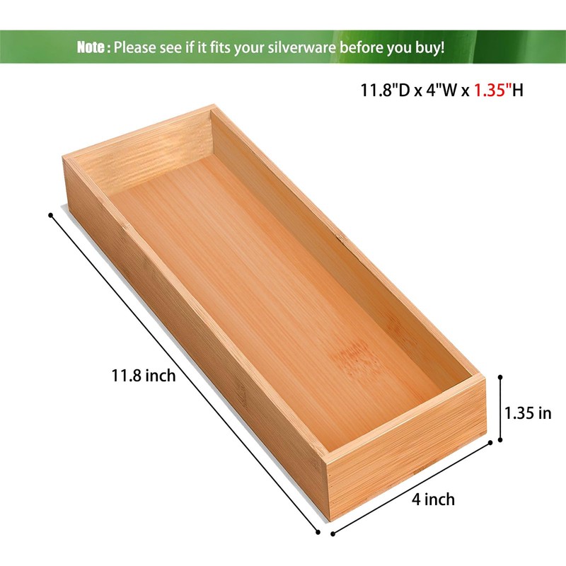 guiogc Bamboo Drawer Organizer, Utensil Organizer for Kitchen, Bamboo Storage