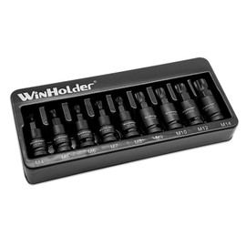 WinHolder Impact Spline Bit Sockets Set, 3/8" Drive, M4 - M14 Spline Key, S2