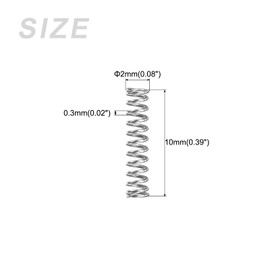 sourcing map Compression Springs (0.3x2mm OD,10mm Free Length) 20Pcs, 304 Stainless Steel Extension Spring - for Shop Home Repairs, DIY Projects, Silver Tone
