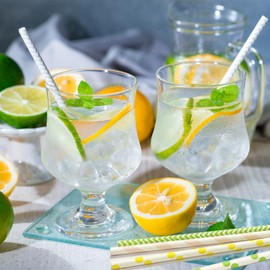 Oksoar 200pcs Striped Dot Paper Straws, Biodegradable Disposable Drinking Straws for Bridal Shower Brithday New Year Party Decoration Supplies Assorted Colors