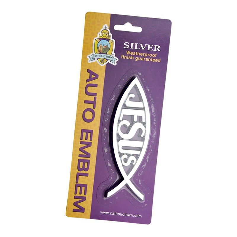Catholic Town Car Chrome Emblem Jesus Christian Fish Symbol 3D