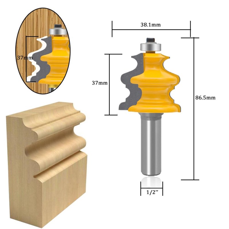 TAIWAIN Router Bit Set 1/2 Inch Shank 5PCS, Tongue Groove