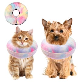 Dog Cone, Uadonile Inflatable Dog Cone Collar for Dogs and Cats, Dog Neck Collar Recovery E-Collar Alternative After Surgery, Elizabethan Collar for Dogs Recovery(Tie-dye Pink Blue, S)