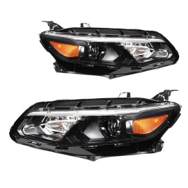 For 2016-2018 Chevy Malibu Halogen Headlight Assembly Black Housing LH+RH Pair