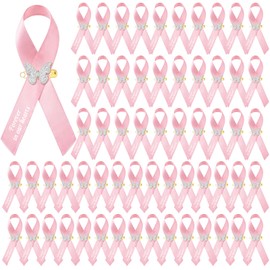 50 Pcs Butterfly Funeral Ribbons Memorial Ribbon Funeral Pins Classic Memorial Service Respect Ribbon Bow with Safety Pins and Butterfly for Mourning Remembrance Day Event(Pink)