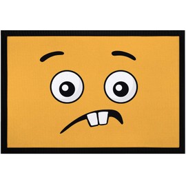 MoonWorks® Doormat with Emoji Emote Face Emotion Print Non-Slip & Washable Black 60 x 40 cm
