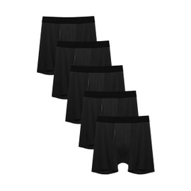 TIICHOO Mens Incontinence Underwear Washable Leak Proof Boxer Briefs for Urinary Dribbles with Discreet & Comfortable Protection 5 Pack (X-Large, 5 Black)