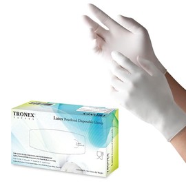 TRONEX 1510 Rubber Latex Disposable Gloves, Non Medical, General Purpose, Food Handling, Food Preparation, Light Industrial, Smooth Finish, Corn Starch Powdered, Natural Color, Large, Box of 100