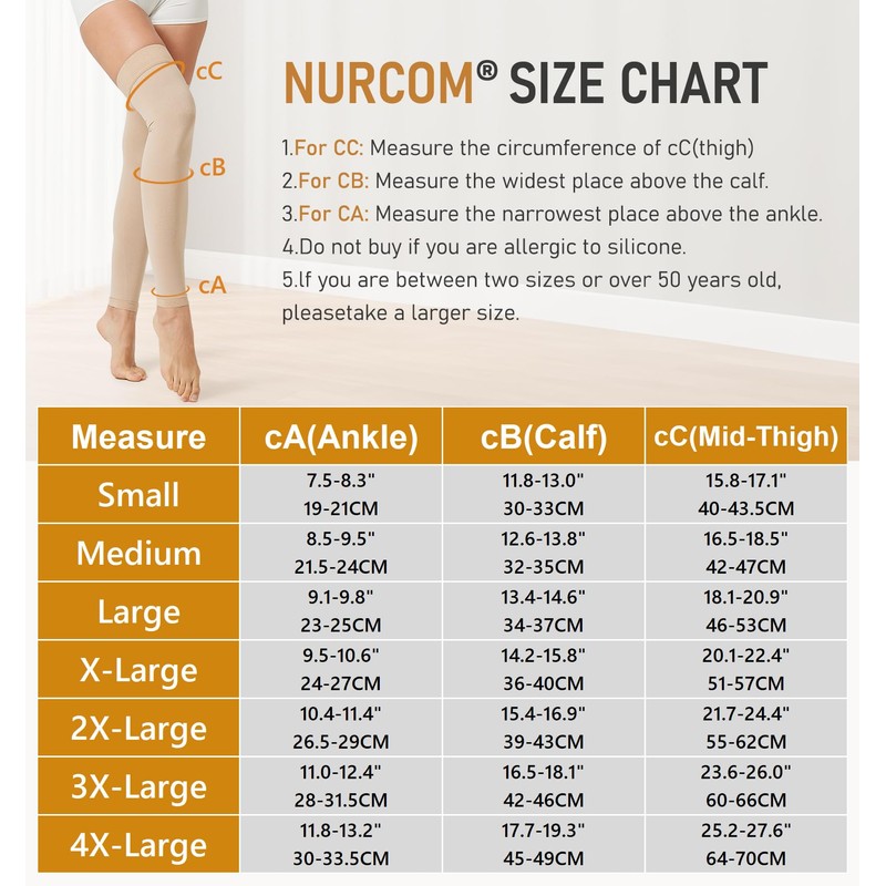 NURCOM 15-20 mmHg Compression Stockings for Women & Men, Footless