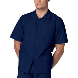Adar Uniforms, Universal Scrubs for Men - Zippered Short Sleeved Scrub Jacket - 607 - Navy - 2X