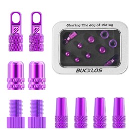 BUCKLOS 10Pcs Bike Tire Valve Stem Cap Set, Including Presta and Schrader Valve, Pump Adapters, Valve Core Remover Tool for Mountain, Road Bikes, All Bicycles, Dust Cover Multiple Color Fit Most Rims