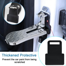 2PCS Car Door Step for Car Roof Access with Latch Protector Silver Aluminum