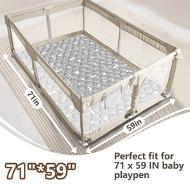 Beavtaens Baby Play Mats for Floor, 71”x59” Upgraded Thickness & Larger Super Soft Playmat for Babies and Toddlers, Foldable Washable, Upgrade Anti-Slip Crawling Mat for Playpen(Boho Gray)