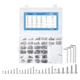 DTGN 1200Pcs Metric Screw Assortment, M2//M2.5/M3/M4 Bolts and Nuts Kit, 304 Stainless Steel M2//M2.5/M3/M4x4/6/8/10/12/16/20mm Hex Socket Head Cap Screws Bolt Set With Washer & Wrench