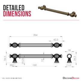Decoranddecor Verna Traditional T-bar Antique Style Cabinet Pulls Drawer Handles Zinc (160mm Hole Center, Antique Brass)