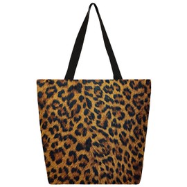 Animal Leopard Texture Canvas Tote Bag for Women Heavy Duty Canvas Bag Beach Bags Reusable Grocery Shopping Bags Tote Bag Gym Shoulder Bag with Inner Pocket