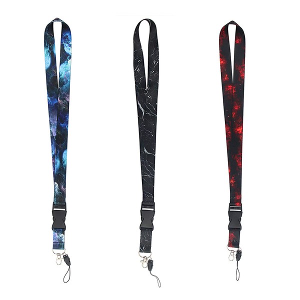 3 Pack Key Lanyard for Men, Cool Galaxy Neck Lanyard