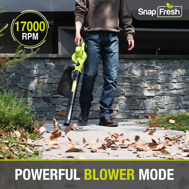 SnapFresh Leaf Vacuum, 2-in-1 Cordless Blower & Vacuum with 4.0Ah