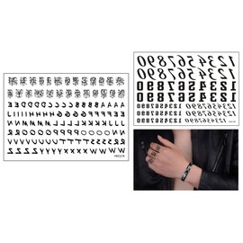 2 Sheets Temporary Letters Tattoo Alphabet Tattoo Number Tattoo Fake Tattoo HSC149 216
