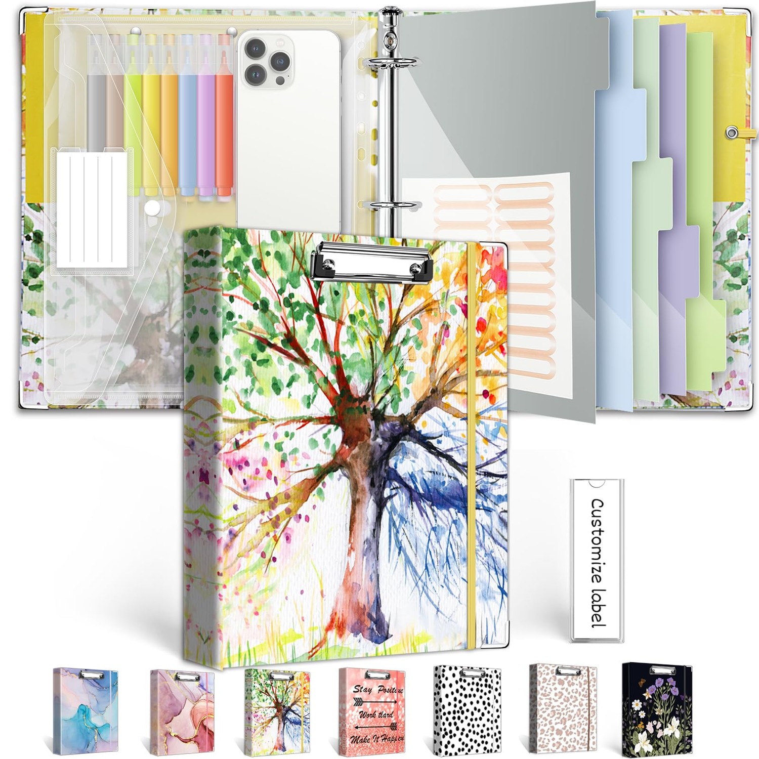 1 Inch 3 Ring Binder Organizer, Three Ring Binder with Clipboard, 5 ...