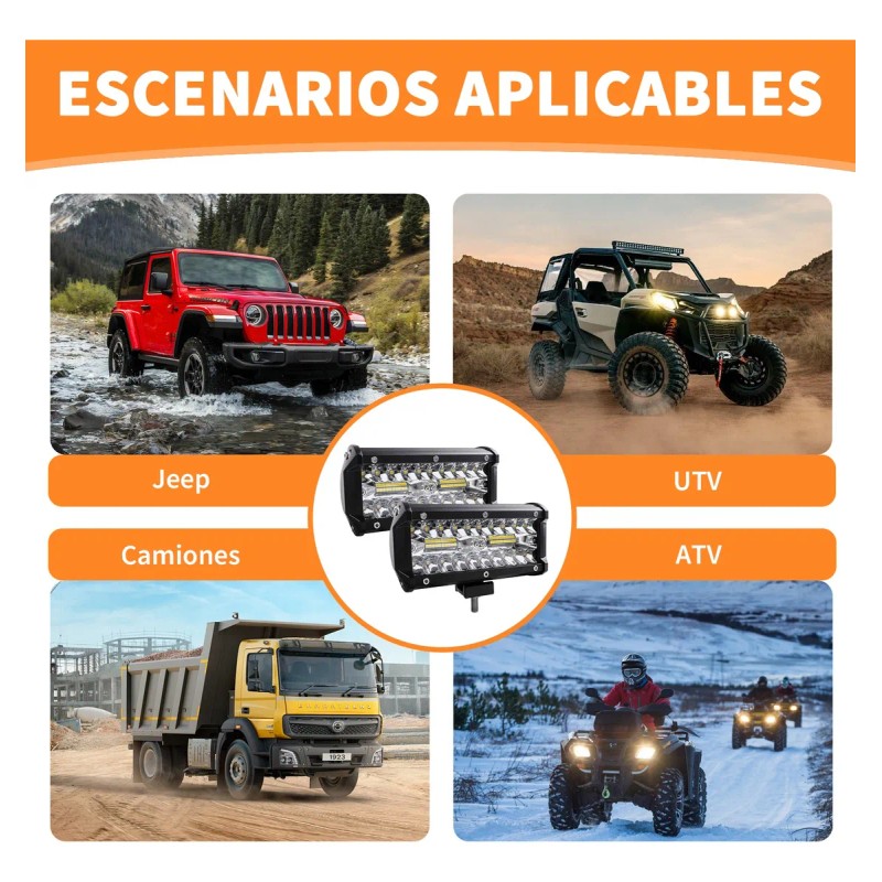 Par Faros 7''auxiliares 120w Triple-fila 6000k