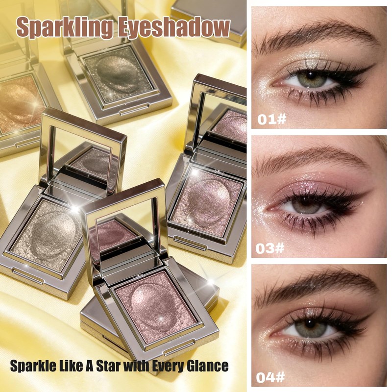 OETUIOW Shimmer Eyeshadow High Sparkle High Pigment Eyeshadow Pear White