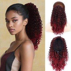 ZAVIDE Ponytail For Black Women Drawstring Ponytail Curly Hair Short Ponytail Extension Pony tails Drawstring Hair Pieces Human Hair Feeling For Daily Use (TBug)