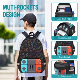 Beaulyn School Backpack Set for Boys Kids Game School Bag Set with Lunch Box Pencil Case,Middle Primary Student Bookbags Travel Rucksack Laptop Backpacks for Boy Teens